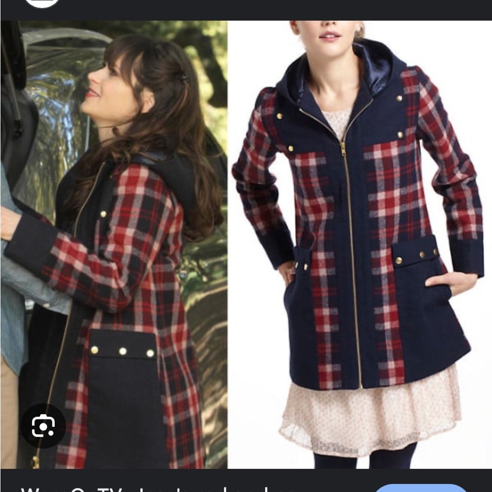 Navy and Red Plaid Women's Trench Coat